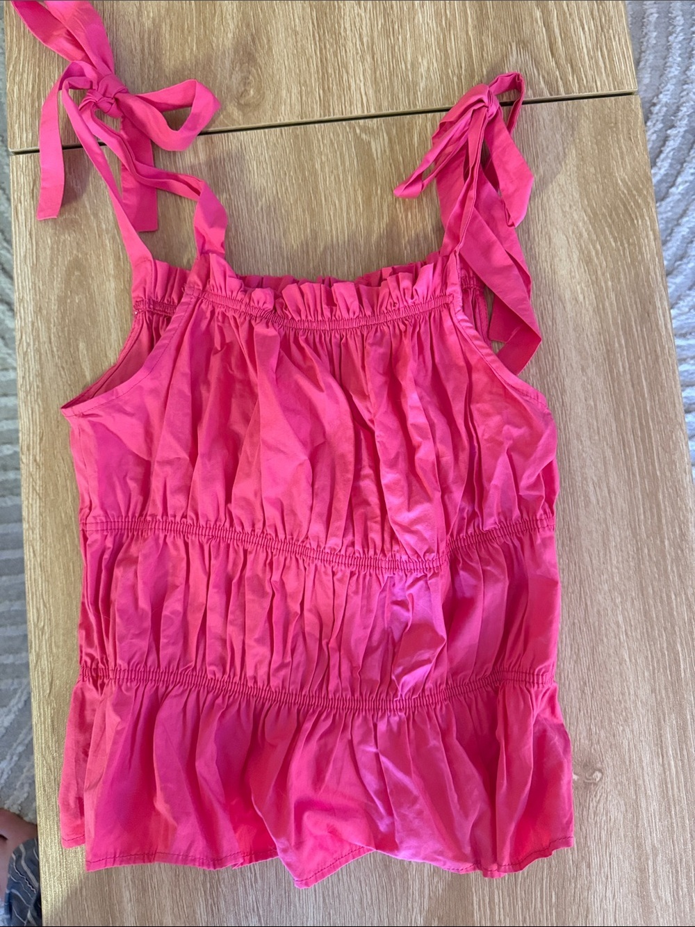 Boohoo Hot Pink Tie-Shoulder Ruffle Tank